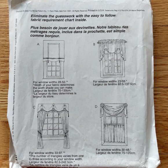 Curtain Sewing Pattern Swag Valance Cafe Roman Shade McCall's P229 UNCUT - Picture 6 of 9